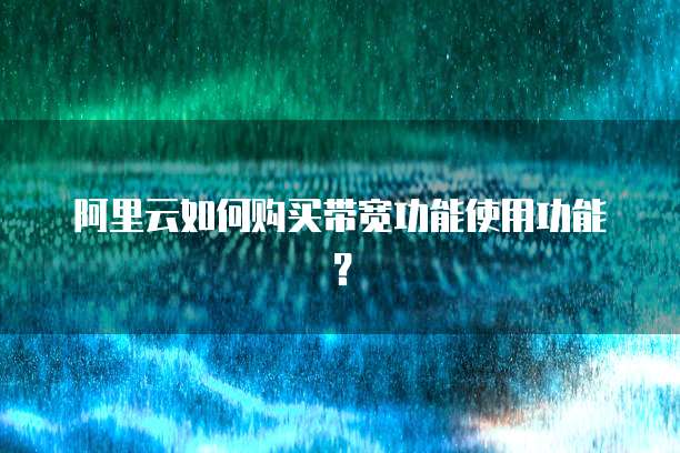 阿里云如何购买带宽功能使用功能?