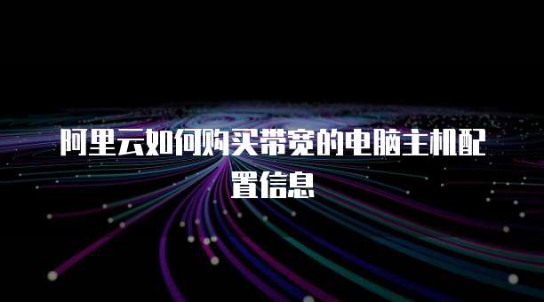阿里云如何购买带宽的电脑主机配置信息