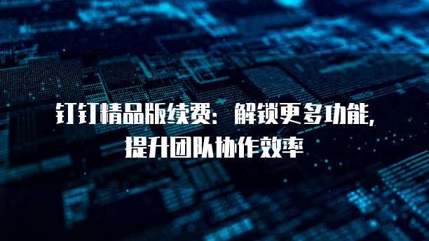 钉钉精品版续费：解锁更多功能，提升团队协作效率