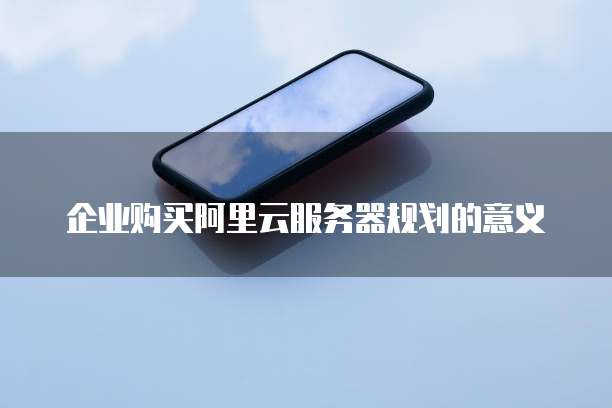 企业购买阿里云服务器规划的意义