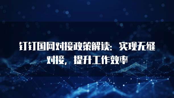 钉钉国网对接政策解读：实现无缝对接，提升工作效率