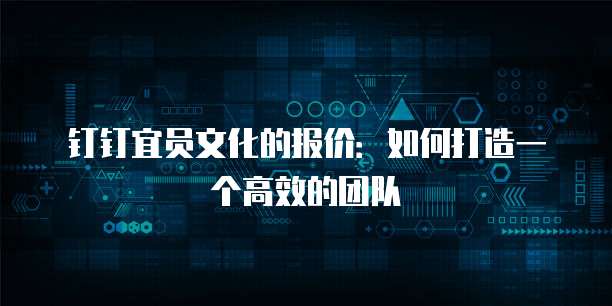 钉钉宜员文化的报价:如何打造一个高效的团队