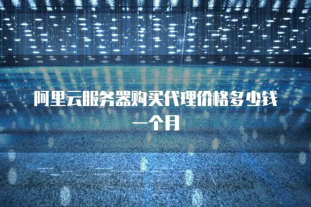 阿里云服务器购买代理价格多少钱一个月