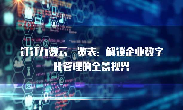 钉钉九数云一览表:解锁企业数字化管理的全景视界