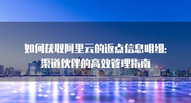如何获取阿里云的返点信息明细:渠道伙伴的高效管理指南