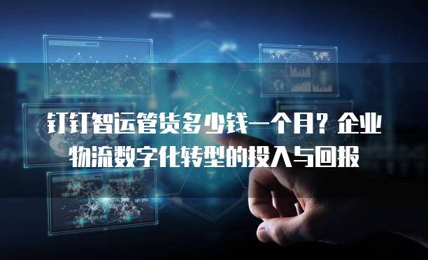钉钉智运管货多少钱一个月?企业物流数字化转型的投入与回报