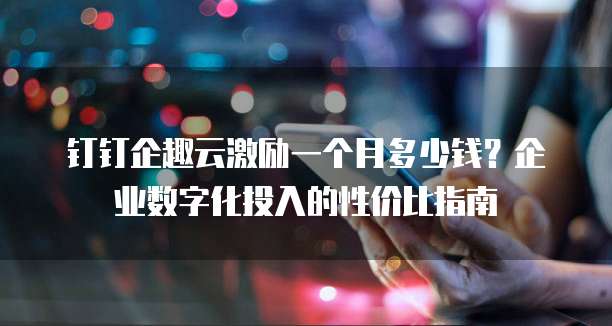 钉钉企趣云激励一个月多少钱？企业数字化投入的性价比指南