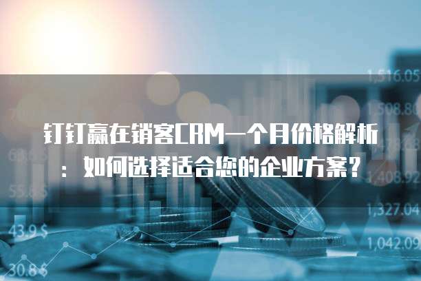 钉钉赢在销客CRM一个月价格解析:如何选择适合您的企业方案?