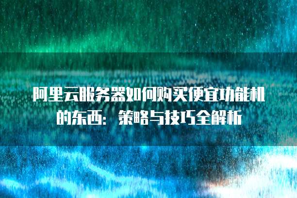 阿里云服务器如何购买便宜功能机的东西:策略与技巧全解析