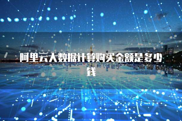 阿里云大数据计算购买金额是多少钱