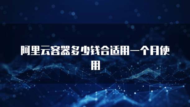 阿里云容器多少钱合适用一个月使用
