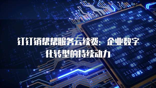 钉钉销帮帮服务云续费:企业数字化转型的持续动力