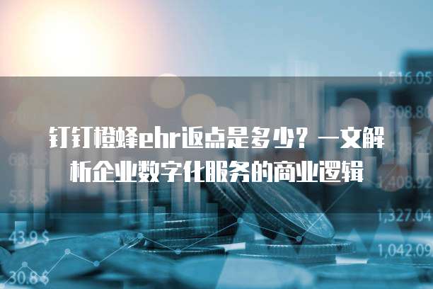 钉钉橙蜂ehr返点是多少？一文解析企业数字化服务的商业逻辑
