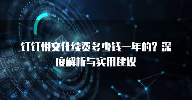 钉钉悦文化续费多少钱一年的?深度解析与实用建议