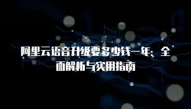 阿里云语音升级要多少钱一年:全面解析与实用指南