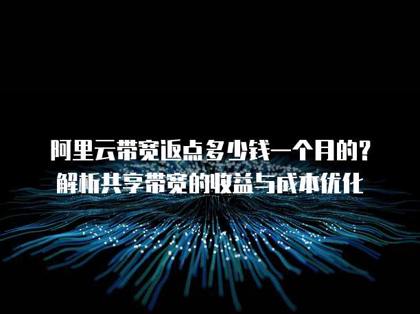 阿里云带宽返点多少钱一个月的?解析共享带宽的收益与成本优化