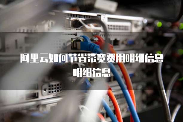 阿里云如何节省带宽费用明细信息明细信息