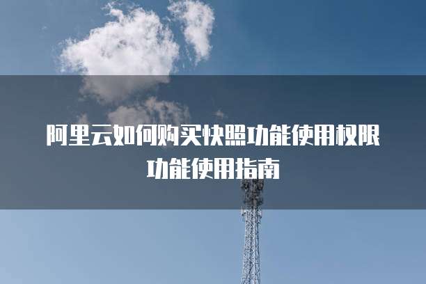 阿里云如何购买快照功能使用权限功能使用指南