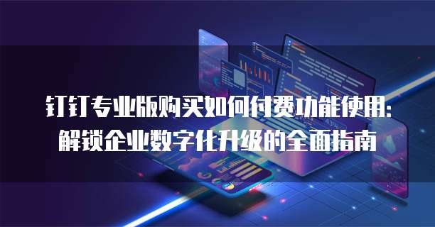 钉钉专业版购买如何付费功能使用：解锁企业数字化升级的全面指南