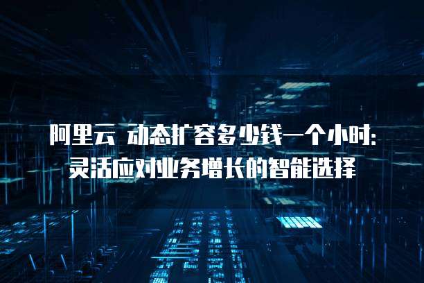 阿里云 动态扩容多少钱一个小时:灵活应对业务增长的智能选择