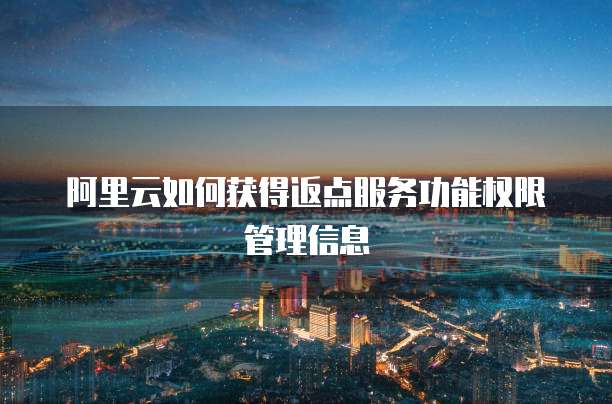 阿里云如何获得返点服务功能权限管理信息