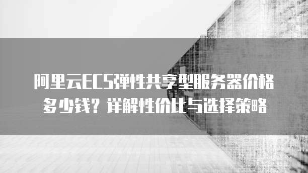 阿里云ECS弹性共享型服务器价格多少钱？详解性价比与选择策略