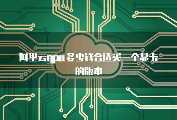 阿里云gpu多少钱合适买一个显卡的版本