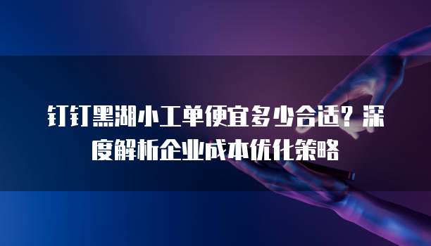 钉钉黑湖小工单便宜多少合适?深度解析企业成本优化策略