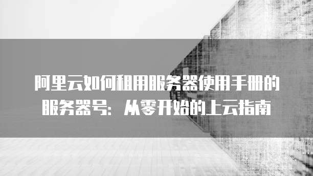 阿里云如何租用服务器使用手册的服务器号:从零开始的上云指南