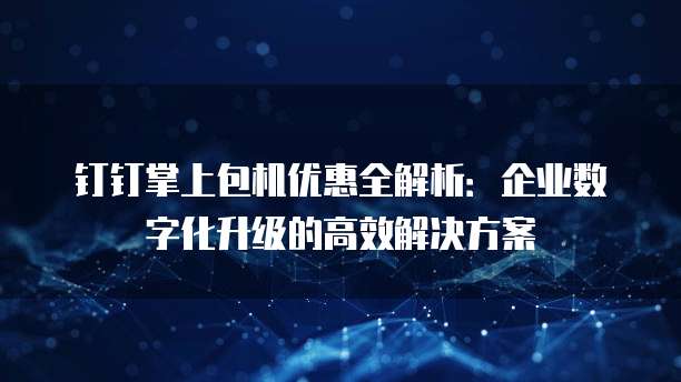 钉钉掌上包机优惠全解析：企业数字化升级的高效解决方案