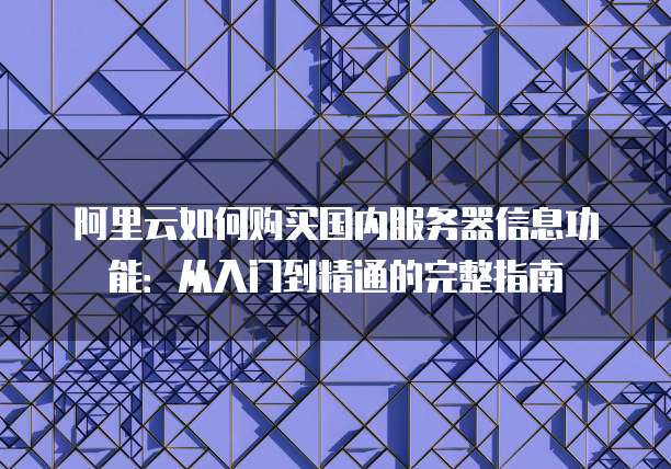 阿里云如何购买国内服务器信息功能:从入门到精通的完整指南