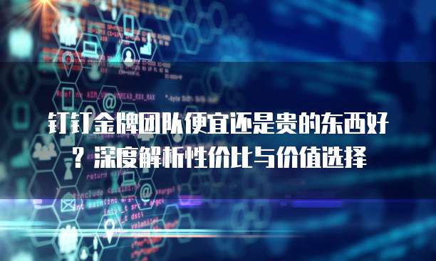 钉钉金牌团队便宜还是贵的东西好?深度解析性价比与价值选择