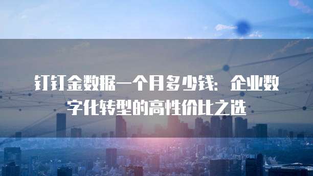 钉钉金数据一个月多少钱:企业数字化转型的高性价比之选