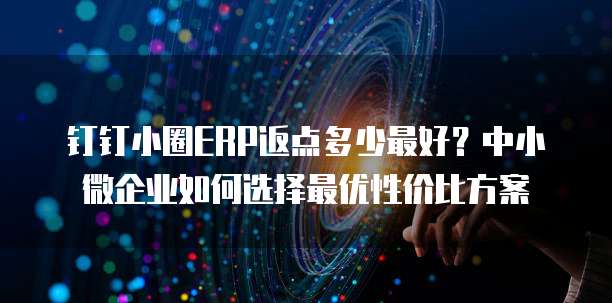 钉钉小圈ERP返点多少最好?中小微企业如何选择最优性价比方案