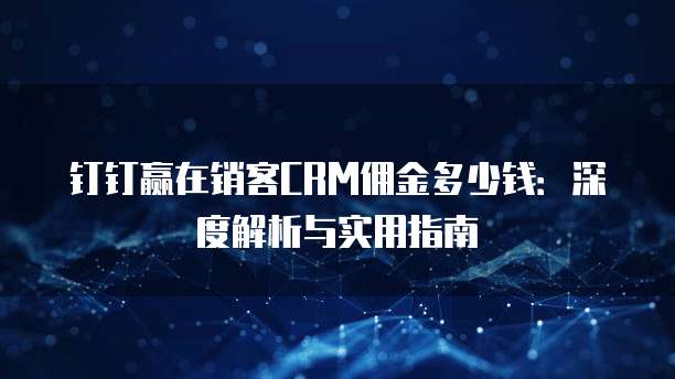 钉钉赢在销客CRM佣金多少钱：深度解析与实用指南