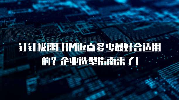 钉钉极速CRM返点多少最好合适用的?企业选型指南来了!
