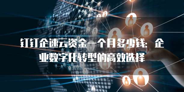 钉钉企速云资金一个月多少钱:企业数字化转型的高效选择