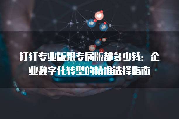 钉钉专业版跟专属版都多少钱：企业数字化转型的精准选择指南
