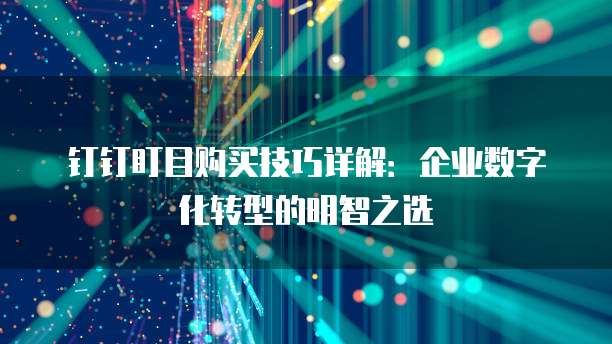 钉钉盯目购买技巧详解:企业数字化转型的明智之选