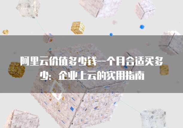 阿里云价值多少钱一个月合适买多少:企业上云的实用指南