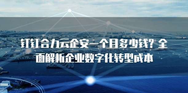 钉钉合力云企安一个月多少钱？全面解析企业数字化转型成本
