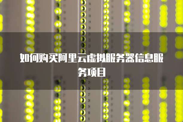 如何购买阿里云虚拟服务器信息服务项目