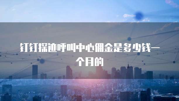 钉钉探迹呼叫中心佣金是多少钱一个月的