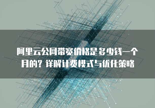 阿里云公网带宽价格是多少钱一个月的?详解计费模式与优化策略