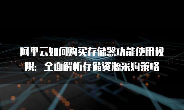 阿里云如何购买存储器功能使用权限:全面解析存储资源采购策略