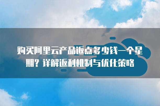 购买阿里云产品返点多少钱一个星期?详解返利机制与优化策略