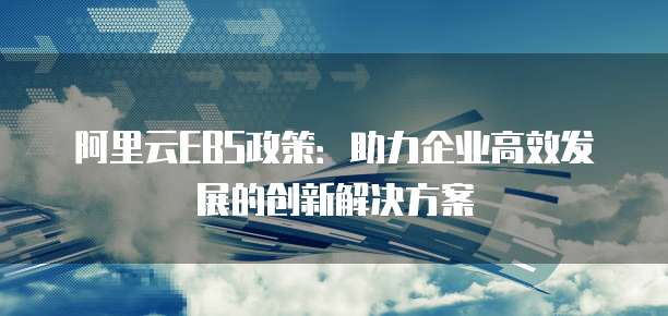 阿里云EBS政策:助力企业高效发展的创新解决方案