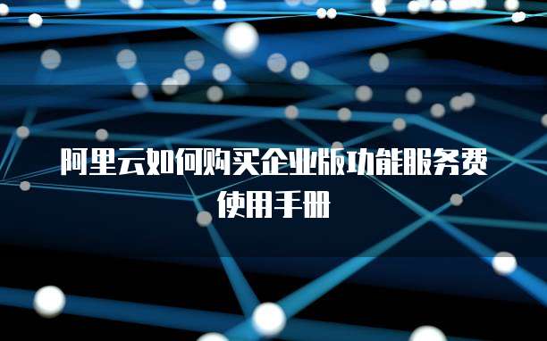 阿里云如何购买企业版功能服务费使用手册
