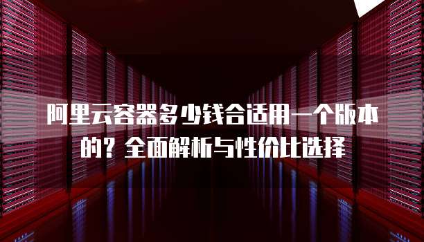 阿里云容器多少钱合适用一个版本的?全面解析与性价比选择