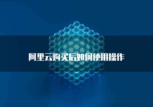 阿里云购买后如何使用操作